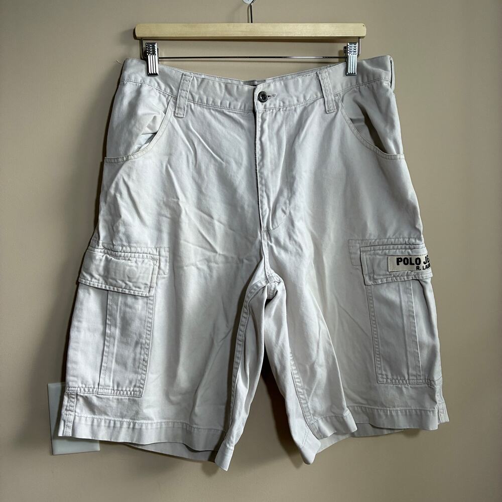 Polo Jeans Ralph Lauren beige cargo pants men's size 34 100% cotton STAINS